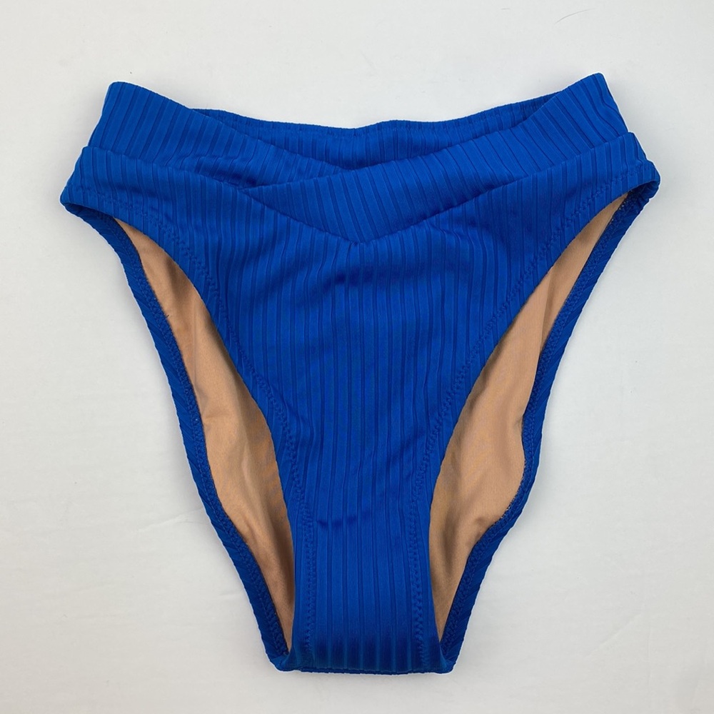 NWT J. Crew | Wide Rib Crossover Cheeky Bikini Bottoms Blue XXS